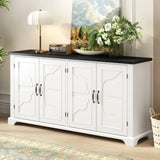 U_STYLE American Country Style Wooden Sideboard with Pine Doors and Legs, 4 Metal Handles, for N711P239354K