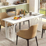 Spacious Rectangular Dining Table - 63"x24"x30", Adjustable Foot Pads, Waterproof Stain-Resistant 14488397