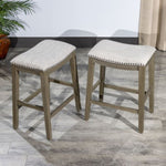 ZUN Saddle Stool -25" Counter Stool, Gray/Light Gray Fabric, Set of 2 B046P144394