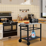 Stainless Steel Flattop Grill Cart, Movable BBQ Trolley Food Prep Cart, Multifunctional Worktable 87068651