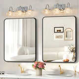 Brushed Nickel Finish Vintage Crystal Vanity Light - Elegant 3-Light Bathroom Mirror Fixture with W1340P206723