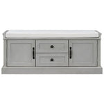 ZUN TREXM Storage Bench with 2 Drawers and 2 Cabinets, Shoe Bench with Removable Cushion for Living WF288172AAE