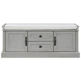 ZUN TREXM Storage Bench with 2 Drawers and 2 Cabinets, Shoe Bench with Removable Cushion for Living WF288172AAE