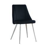 Modern simple velvet black dining chair home bedroom stool back dressing chair student desk chair W210115307