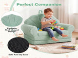 2-in-1 Flip Open Kids Sofa Lounger, Teddy Fleece Toddler Couch with Carry Handle for Ages 3 33867001