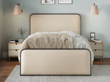 Modern Metal Bed Frame with Curved Upholstered Headboard and Footboard Bed with Under Bed Storage, N701P229014B