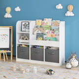 Kids Bookcase and Bookshelf, Multifunctional Bookcase with 3 Collapsible Fabric Drawers, Bookcase W808127602
