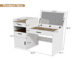 3-in-1 Vanity Desk with Flip Top Mirror, Glass Top Compact Makeup Vanity & Hidden Storage, Vanity N704P391337K