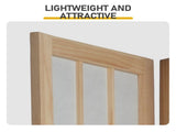 5.41ft 4-Panel Room Divider Painted Natural Wood Finish, Split-Section 97793982