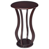 ZUN Cherry Round Accent Table with Faux Marble Top B062P145502