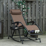 ZUN Outdoor Rocking Chairs, Foldable Reclining Zero Gravity Lounge Rocker w/ Pillow, Cup & Phone Holder, W2225142473