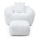 Giant Bean Bag Chair withFootstool, Oversized Bean Bag for Adults and Kids, Faux Fur Shell-Shaped 57728667