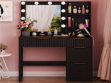 Black particleboard with a melamine finish, 4 drawers, 2 shelves, dressing table with 10 three-tone 88759052