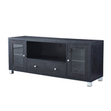 ZUN Wood TV stand Media Console with Storage Cabinet for Living Room, Bedroom, Black- Wood Grain Finish W965P156184