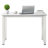 white desktop white pipe frame P2 particleboard with triamine steel feet 110cm computer desk 76997626