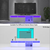 ZUN TV Console with Storage Cabinets, 82.6 Inch Long LED TV Stand with Full RGB Color Selection, 31 W1701P194965