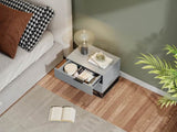 22" Grey white Nightstand with 2 Drawer , Small Dressers for Closet, Wood Storage Cabinet for W2948P245251