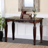 Traditional Espresso Solid wood Sofa Table Faux Marble Top Intricate design Living Room Furniture B01151377