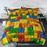 3pcs Funny Dot Building Blocks Comforter Colorful Bricks Thin Bedding Duvet Game Summer Quilt 37531484