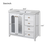 36.02-inch bathroom vanity with two soft-close doors, adjustable shelves and three drawers N729P184710K