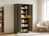 Distressed Gray 67" Tall Farmhouse Food Pantry Freestanding Cabinet with Multi-Level Adjustable 31486998