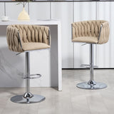 360&deg Fabric cover Swivel Bar Stools Set of 2, Adjustable Counter Height Bar Chairs with Woven 94403667