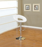 ZUN White Faux Leather Stool Adjustable Height Chairs Set of 2 Chair Swivel Design Chrome Base PVC B01149815