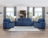 Plush Seating Chair 1pc Blue Textured Fabric Channel Tufting Solid Wood Frame Modern Living Room B011P214022