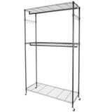 ZUN 2Tier Rod Closet Organizer Garment Rack Clothes Storage Hanger Shelf Hooks Black 08929883