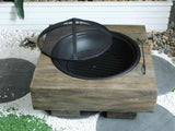 ZUN Wood-Fueled Outdoor Fire Pit with Wood Grain Design W2734P228321