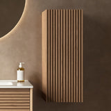 ZUN BOI 12" Wall-Mounted Floating Striped Bathroom Vanity Side Cabinet with a Door and a Shelf, W2615P227371