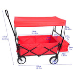 ZUN Garden Shopping Beach Cart folding wagon red W22730110