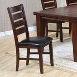 Contemporary Cherry Finish Side Chairs 2pc Set Black PU Leather Upholstery Durable Wood Dining B2741P331891