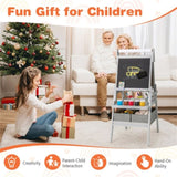 Gray 3-in-1 Art Easel with Magnetic Chalkboard and Whiteboard 21426937