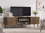 55-inch wooden TV cabinet with 2 vertical groove doors, adjustable shelves, living room W1706P465297