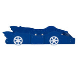 Twin Size Race Car-Shaped Platform Bed with Wheels,Blue WF298789AAC
