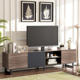 ZUN Modern TV with 3 Cabinets& Open Shelves, Color-matching Media Console Table for TVs up to 80'', N710P174923P