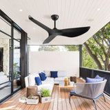 ZUN 52 Inch Indoor Ceiling Fan No Light With 6 Speed Remote Control 3 ABS Blades Reversible DC Motor W934P200067