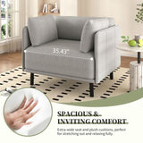 39" Vintage Grey Lounge Chair with Polyester Upholstery, Solid Wood Frame and Steel Legs, N767P208310G