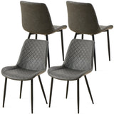 Dark Grey Set of 4 Leathaire Dining Chairs ,Mid-Century Modern Leathaire Chairs Kitchen Living Room W1164P225818