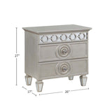 ZUN 2 Drawers Nightstand with Mirror Inlay Trim in Silver Finish B016P257235