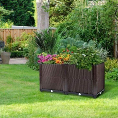 ZUN 2pcs plant box for outdoor flowers vegetable planter planting box vegetable plants for pot 84590887