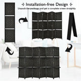 Foldable Room Screen with Storage Shelves - 106.5"x71" Max Size, Hand-Woven Fiber & Poplar Wood 10322052