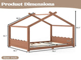 Full House Floor Bed with Support Slats, Solid Wood House Bed Frame for Kids, No Box Spring Needed W1580P535184