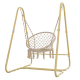 ZUN Swing Chair Handmade Macrame Swing Hammock Chair with Stand 17162944