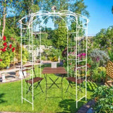 ZUN Metal Garden Arch Iron Garden Arbors Gazebo Dia 81.3'' x 114.2'' High Birdcage Shape Pergola W1586104488