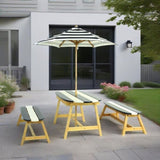 Naturally Playful Kids Picnic Table with Umbrella, Indoor/Outdoor Toys-Dark Blue W495P316196