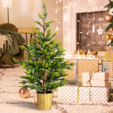 2 Pack 4 FT Dual Tone Artificial Christmas Tree with Pot Stand, Potted Xmas Pine Tree with 119 70224636