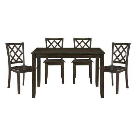 ZUN Classic Transitional 5pc Dining Set Dining Table and Four Side Chairs Set Charcoal Finish B011P144223