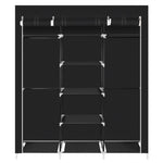 ZUN 69" Portable Clothes Closet Non-Woven Fabric Wardrobe Double Rod Storage Organizer Black 23382400